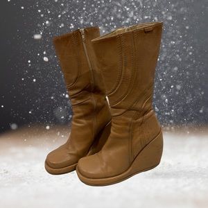 Destroy Vintage Leather Wedge Boots
